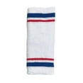 thumbnail image 2 of COUVER 9 Inch Extra Long Thick Striped Athletic Wristbands White Blue Red 1 Pair (Unisex), 2 of 9