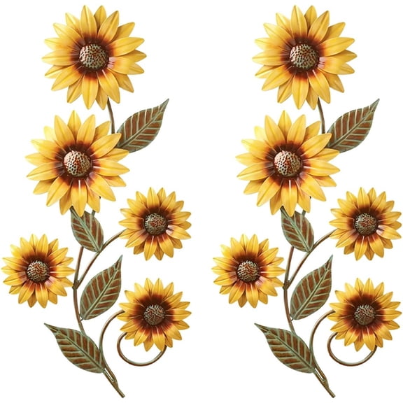 Metal Sunflower Wall Art Decor, Wall Art Hanging Sculptures for Indoor Outdoor Home Bedroom Living Room Porch Hallway or Patio Yard Garden Fence/Office Decorations, Small (5.7 * 11.8)