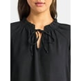 thumbnail image 4 of Time and Tru Women's Ruffle Neck Blouse with Long Sleeves, Size XS – XXXL, 4 of 5