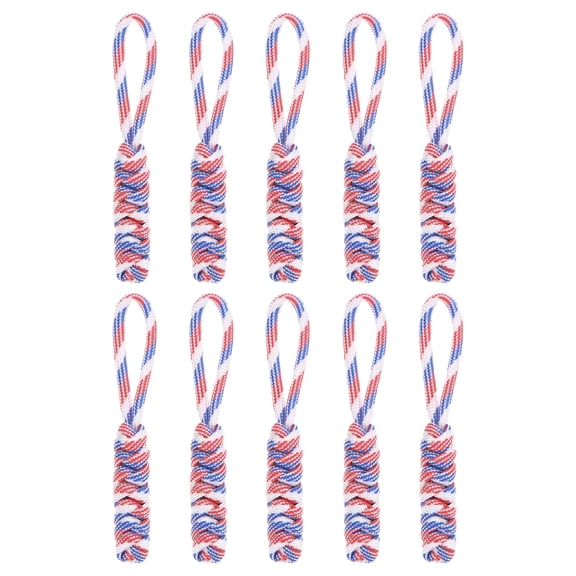 Zipper Pull Replacement [10PCS] - Woven Paracord Pull Tab Extender Use for Backpack & Jacket - [Red, White, Blue]