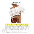 thumbnail image 3 of Blusa con hombros descubiertos para mujer mangas con volantes de 3/4 en capas camisetas sin espalda camisetas elegantes ANGGREK Otros, 3 of 6