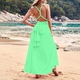 thumbnail image 5 of Lopecy-Sta Maxi Dress for Women Burgundy Backless, Spaghetti Strap Twist Tie Waist Flowy Long Sundress, Summer Beach Vacation Dress with Pockets, Elegant Formal Evening Gown for Wedding Guest, 5 of 9