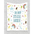 thumbnail image 1 of Oh Baby Tapestry, Oh Baby It's Cold Outside Ironic Joke Phrase with Colorful Summertime Theme Icons, Wall Hanging for Bedroom Living Room Dorm Decor, 60W X 80L Inches, Multicolor, by Ambesonne, 1 of 2