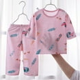 thumbnail image 4 of Odeerbi 1-14 Years Kids Girls Summer Cotton Pajamas Short Sleeve Tops Pants Set Soft Loungewear Cute Print Sleepwear Two-piece Pajama Sets Kids Girls Clothes, 4 of 5
