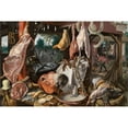 thumbnail image 3 of Aertsen, Pieter 24x17 Black Modern Framed Museum Art Print Titled - A Meat Stall with the Holy Family Giving Alms, 3 of 5