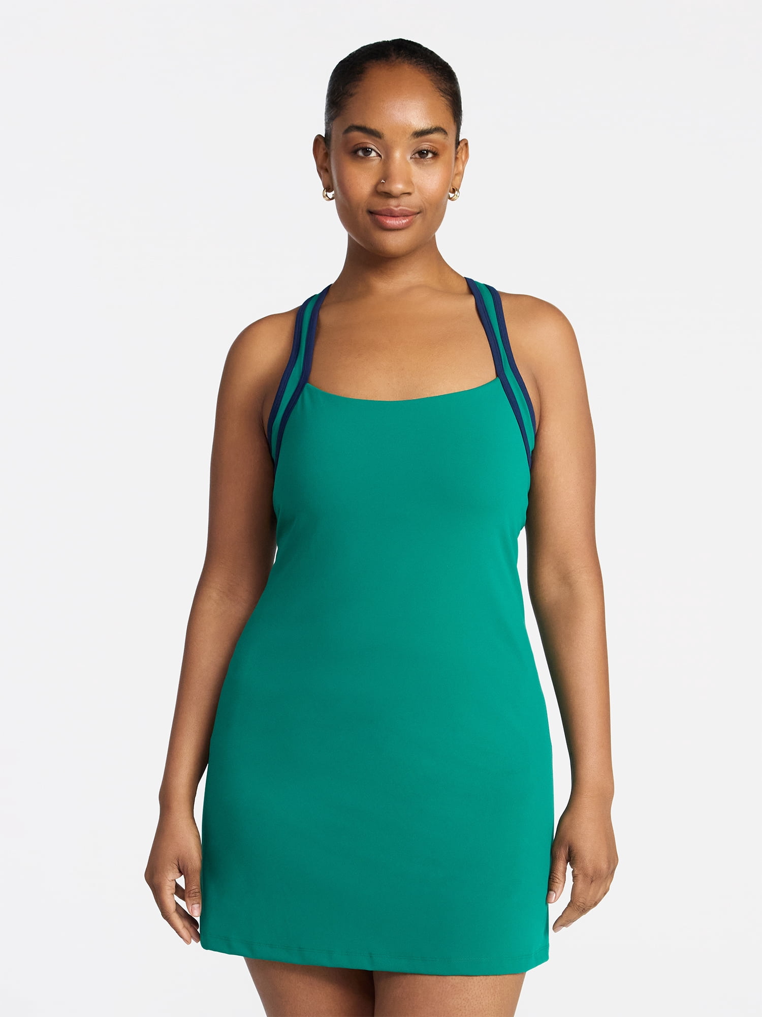 Avia Women's Criss Cross Back Piped Trim Active Dress, Sizes XS-4X