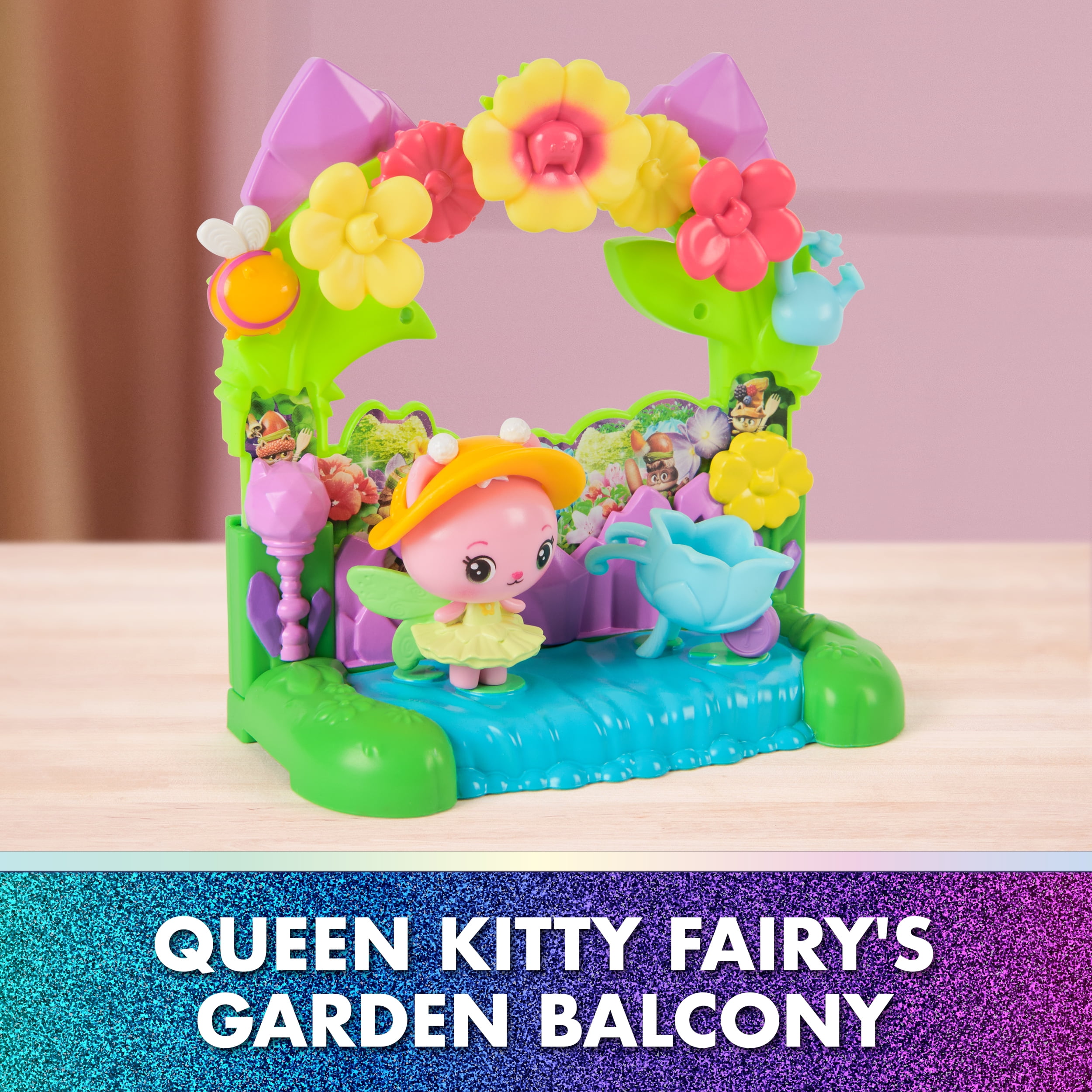 Gabby's Dollhouse: The Movie, Queen Kitty Fairy's Garden Balcony, with Toy Figure & Dollhouse Accessories, Kids Toys for Girls & Boys Ages 3 and Up