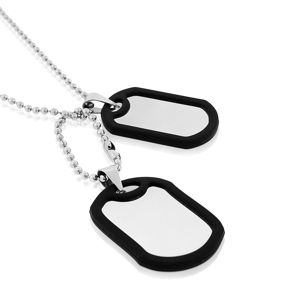 EDFORCE Stainless Steel Black Rubber Silicone Silver-Tone Double Two ...