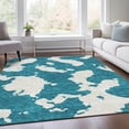 thumbnail image 6 of HomeRoots 677056 8 x 10 ft. Teal & Ivory Abstract Transitional Washable Machine Made Rectangle Area Rug with UV Protection, 6 of 9