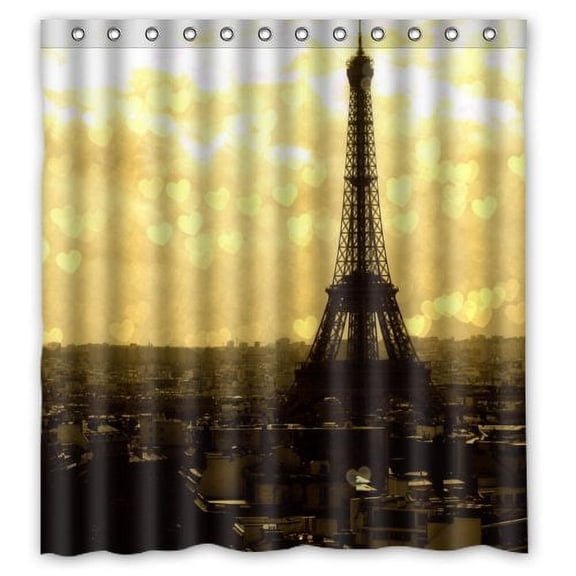 HelloDecor The Eiffel Tower in Paris Shower Curtain Polyester Fabric Bathroom Decorative Curtain Size 60x72 Inches