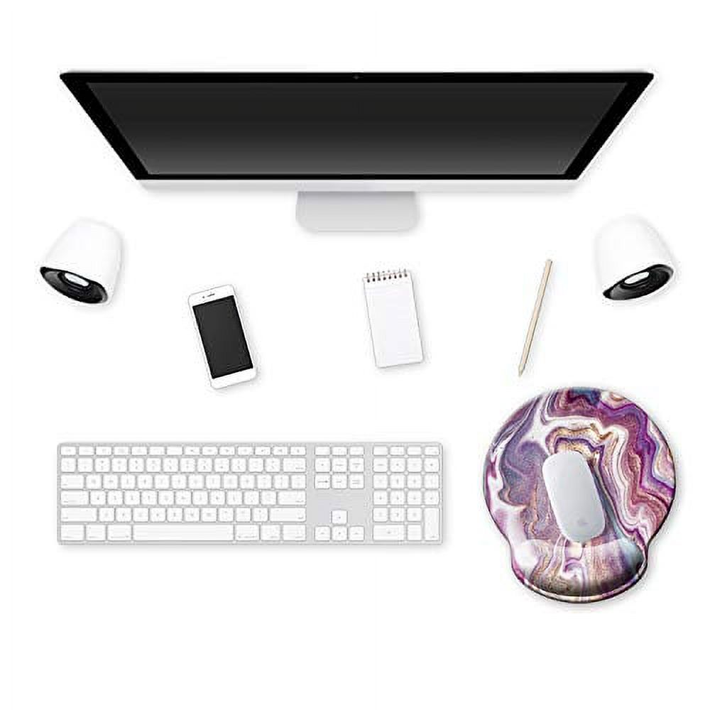 ITNRSIIET [30% Larger] Mouse Pad, Ergonomic Mouse Pad with Gel Wrist Rest Support, Gaming Mouse Pad with Lycra Cloth, Non-Slip PU Base for Computer Laptop Home Office, Purple Modern Marbling Art - image 3 of 7
