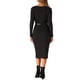 thumbnail image 3 of Vestidos de suéter INSPIRE CHIC para mujer, vestido largo de cuerpo ceñido con cuello cuadrado, cinturón, manga larga, talla XS, negro, 3 of 6