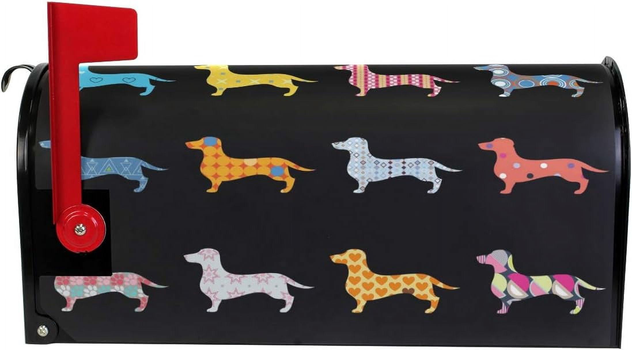 Decorative Dogs Dachshund Magnetic Mailbox Cover MailWraps Garden Yard Home Decor for Outside Standard Size-18"x 20.8"