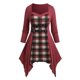 thumbnail image 1 of Camiseta de Pañuelo a Cuadros de Talla Grande Rosegal Mangas largas de talla grande, 1 of 5