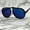 Blue, variant on Blue Lens Sunglasses Rectangular Gang Style Street Wear Hip Hop