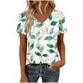 thumbnail image 4 of Mifsaly Womens Blouses Casual Vintage Floral Print Cotton Tshirt V Neck Short Sleeve Summer Tops Casual Loose Fit Lightweight Elegant Shirt Daily Vacation Fashion Tee L, 4 of 5