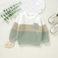 thumbnail image 5 of Toddler Sweater Boy Patchwork Color Block Knit Sweate Long Sleeve Tops Girls' Sweaters Green 2 Years-3 Years, 5 of 7