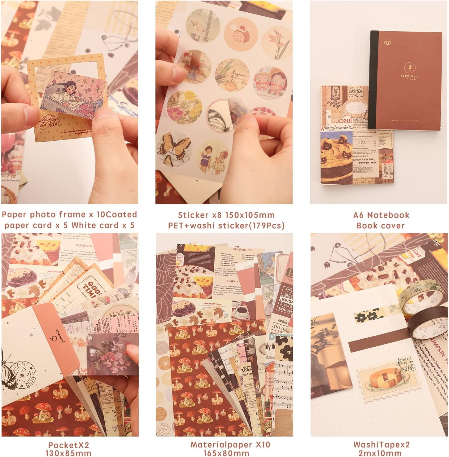 348 Pcs Scrapbooking Supplies Kit, Vintage Aesthetic Scrapbook Kit for Bullet Junk Journal, Stationery, A6 Grid Notebook, DIY Journaling Supplies, 348 Pcs Scrapbooking Supplies Kit, Vintage Aesthetic Scrapbook Kit for Bullet Junk Journal, Stationery, A6 Grid Notebook, DIY Journaling Supplies,