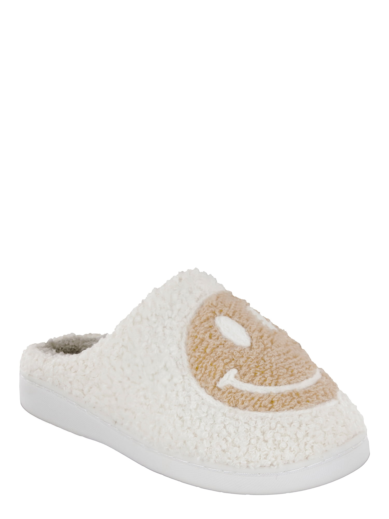 S+R Women's Smiley Graphic Cozy Slide Slipper
