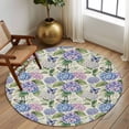 thumbnail image 2 of Round Rug 6Ft Washable Non-Slip, Purple Hydrangea Circle Area Rugs for Living Room Bedroom, Spring Floral Elegant Pastoral Watercolor Indoor Floor Mats Carpet Runner for Home Decor Aesthetic, 2 of 8