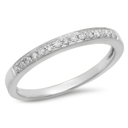 Dazzlingrock Collection 0.15 Carat (Ctw) 10k White Diamond Ladies Anniversary Wedding Band Stackable Ring, White Gold, Size 4.5