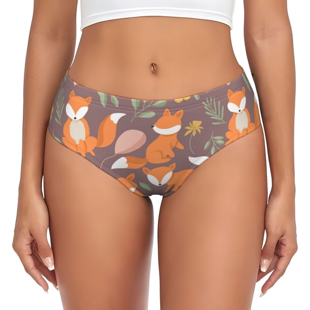 Fotbe Cute Little Fox Calzones Estampados para Mujer – Ropa Interior de Algodón, Cómoda, Suave y Elástica-4X-Large