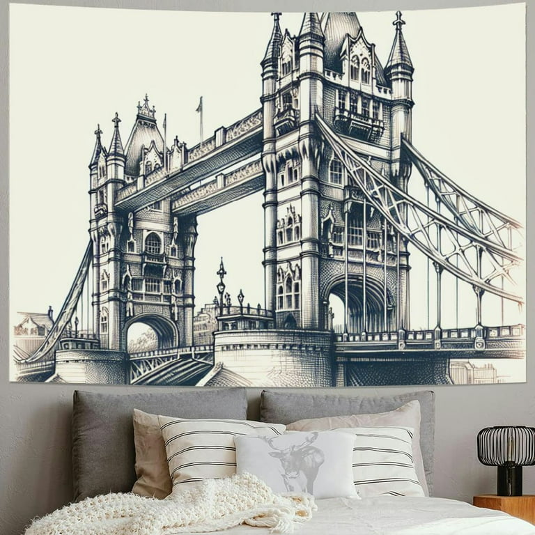 BCIIG Tower Bridge Victorian Gothic Architecture Tapestry Wall Hanging Unique Style for Home Wall Decor Art Living Room Bedroom Dorm Farmhouse 40x30inch Walmart