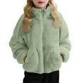 thumbnail image 2 of NAISIBABY Girls Fleece Jacket with Pockets, Long Sleeve Full Zipper Warm Stand Collar Winter Fuzzy Outerwear Green 8T, 2 of 9