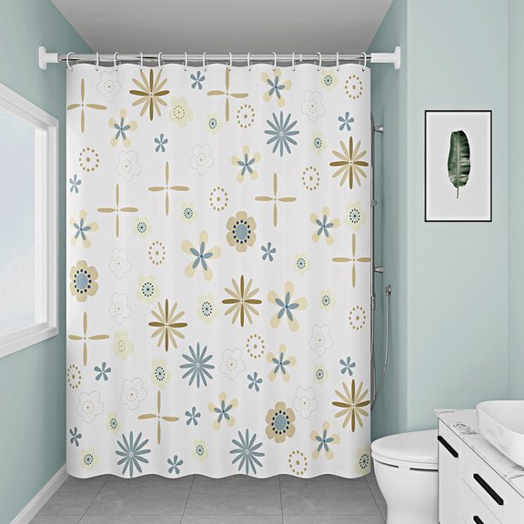 PEVA Shower Curtain Liner Waterproof Bathroom Curtain with Hooks Multi Sizes Colors(Blue Floral)