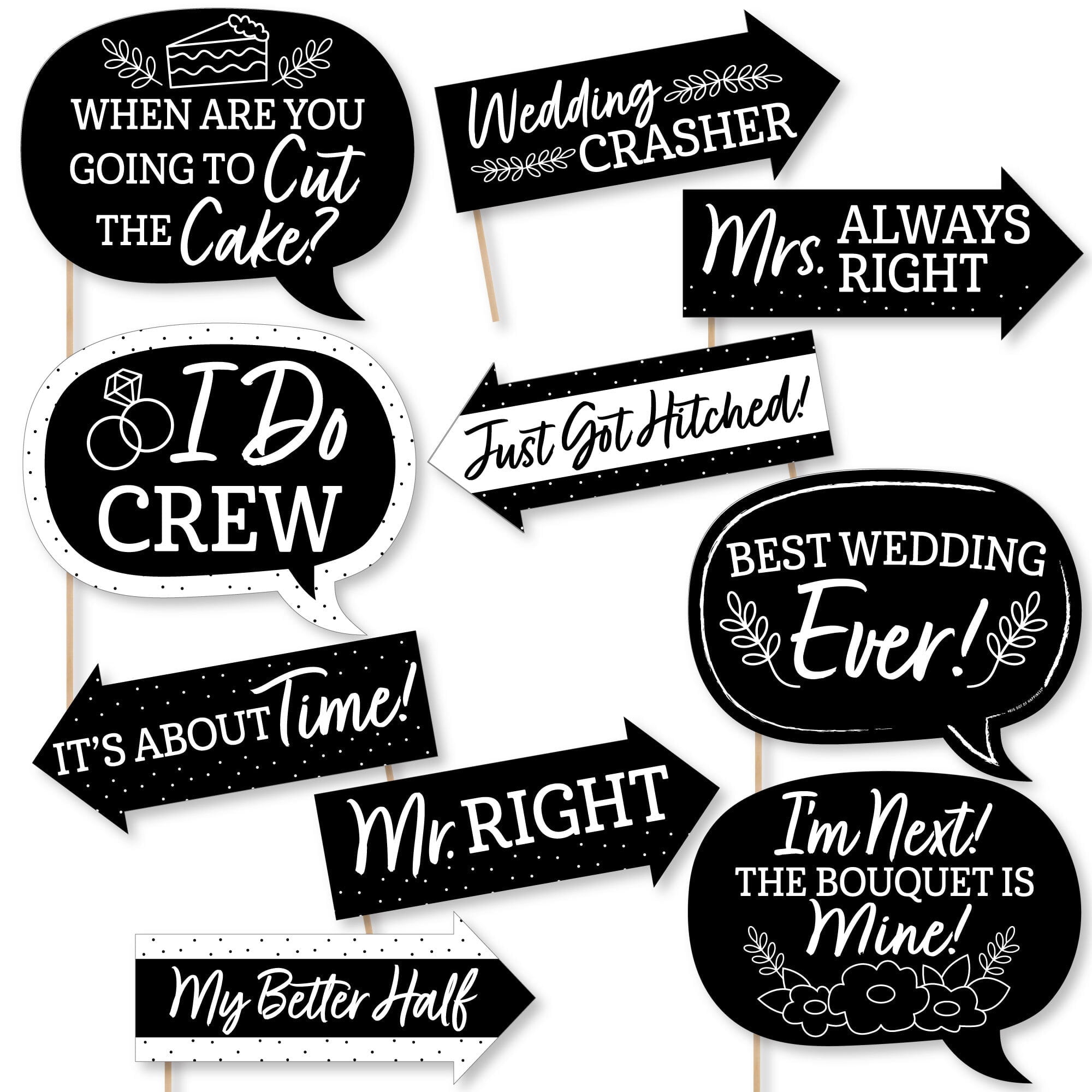 Big Dot Of Happiness Funny Mr And Mrs Black And White Wedding Or