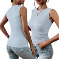 thumbnail image 2 of HAOYUNL Womens' Vest Tops Summer Sleeveless Basic Top Shirt Slim Knit Ribbed Racerback Blouses T-Shirt S-XXL, 2 of 9