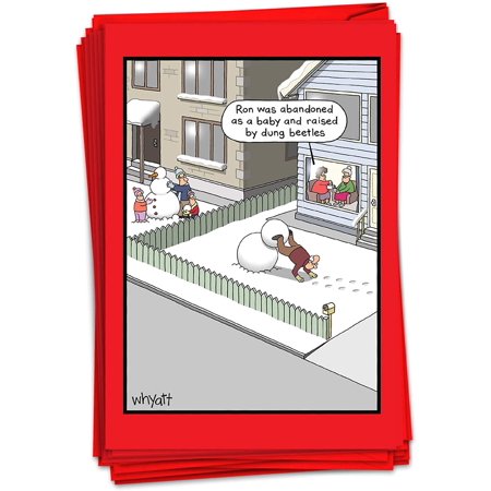 NobleWorks - 12 Funny Cartoon Cards for Christmas - Boxed Holiday Xmas ...