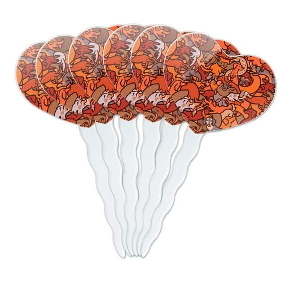 Too Many Dachshunds Wiener Dog Pattern  Heart Love Cupcake Picks Toppers Decoration Set of 6