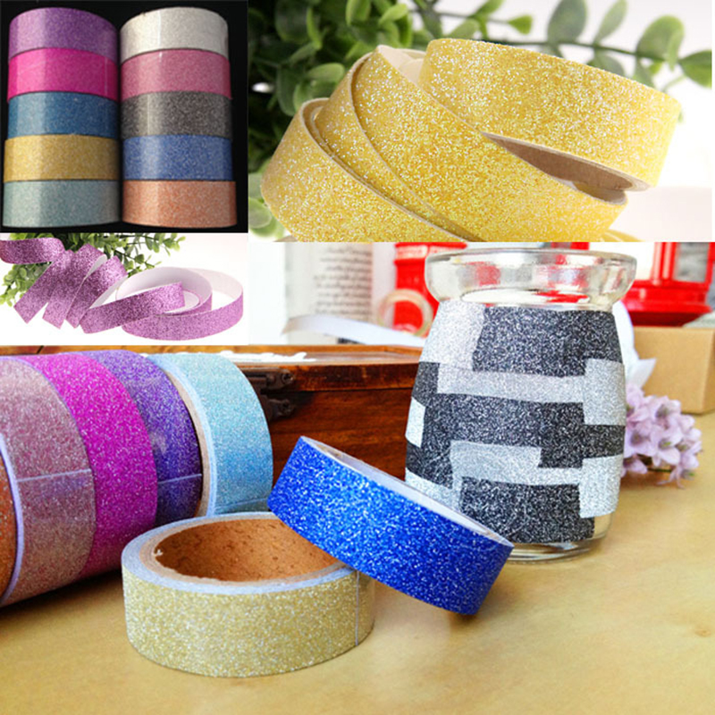 10× Craft Glitter Washi Tape Book DecordhesivePaper Scrapbook Sticker New Y