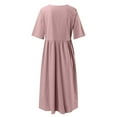 thumbnail image 5 of HXWCHs Robe à Capuchon pour Femme en Mélange de Lin, Robe Décontractée à Manches Courtes avec Poches Latérales Rouge XXXXXL, 5 of 5