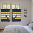 thumbnail image 4 of Nautical Anchor Tier Curtains, Navy Blue Yellow Striped Farmhouse Ombre Light Filtering Kitchen Curtains, 2Pcs Rod Pocket Half Window Treatments Panels for Sink Cafe Cabinet Basement 27.5x45 Inches, 4 of 9