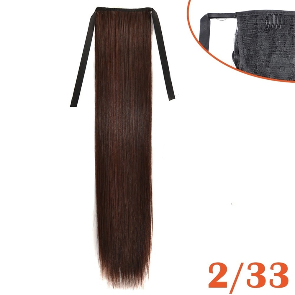 Long Straight Synthetic Pony Tail Clip in Hair Extensions Wrap Around Fake Ponytail Hairpiece