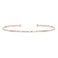 thumbnail image 2 of 14K Rose Gold Diamond Thin Open Bangle Cuff Bracelet for Women, 2 of 5