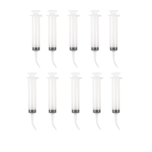 XYCCA 10pcs Transperant 12ml Dental Impression Material Irrigation Syringes Curved Tip Disposable-081601