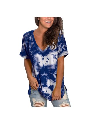 Women's Casual Loose Distressed Tops Clearance Scoop Neck T Shirt