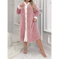 thumbnail image 5 of Plus Size Color Block Plaid Edging Button Up Flannel Robe, 5 of 5
