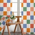 thumbnail image 6 of Colorful Checkered Curtains for Bedroom,Rod Pocket 60s 70s Semi Sheer Curtains Farmhouse Retro Checkerboard Light Filtering Drapes for Living Room,Set of 2 Window Curtain Panels,52 x 84 Inch, 6 of 6