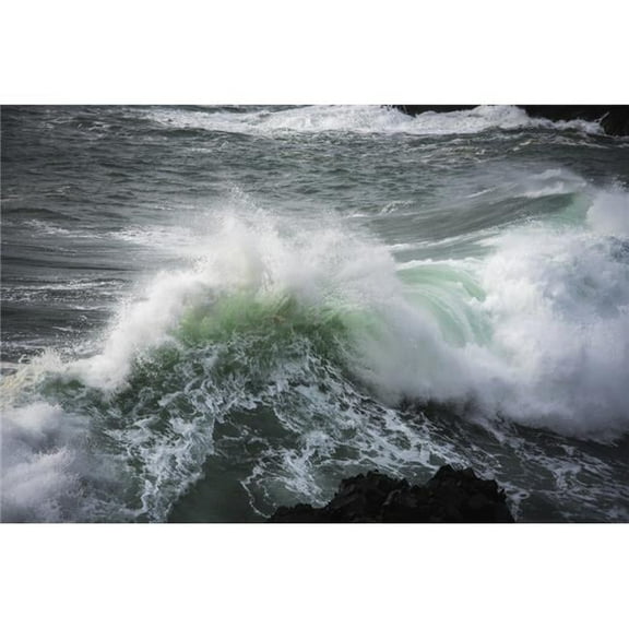 A Large Wave Breaks - Manzanita Oregon United States of America Poster Print - 38 x 24 in. - Large