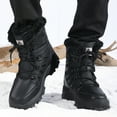 thumbnail image 6 of Mens Snow Boots Fashion Outdoor Winter Warm Lace-up Waterproof Boots TPR Non-Slip Sole Walking Casual Hiking Campaigns Boots Black 7.5 US, 6 of 7