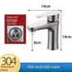 thumbnail image 1 of Los grifos fríos y calientes de acero inoxidable se utilizan especialmente para lavamanos y lavabos de acero en la plataforma alta del baño., 1 of 4
