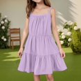 thumbnail image 2 of EnJoCho Girls Suspender Skirt Solid Color Beach Dress Breathable Cotton Jumper Dress with Pockets Cute Casual Sundres𝗌 for Birthday Par𝗍y Age 4-12, 2 of 5
