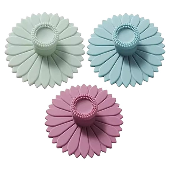 GOOHOCHY 3 Pcs Silicone Cup Lid Sunflower Kitchen Decor Cover Mugs Travel