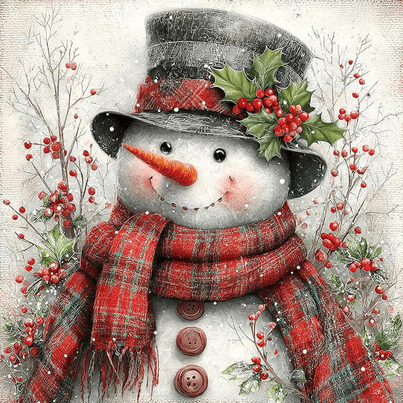 Christmas Snowman Diamond Art Kits for Adults, 5D DIY Diamond Painting Kits for Beginners, Full Round Drill Diamond Dots with Gem Art for Home Decor 12x12Inch