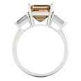 thumbnail image 4 of Clara Pucci 14K White Gold Solid Gold Champagne Three-Stone Anniversary Ring for Women - 3 cttw Asscher Cut, 4 of 8