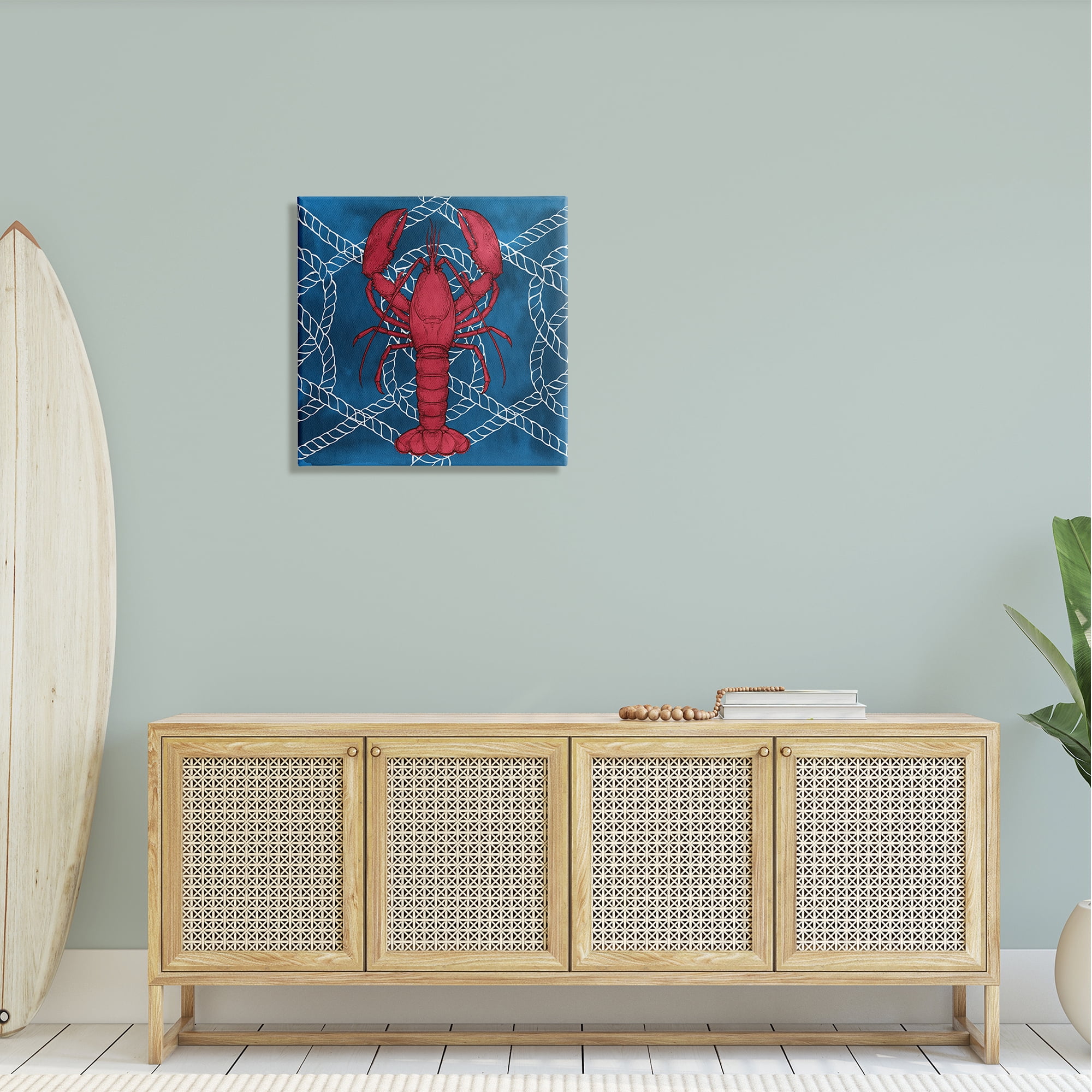 Stupell Industries Red Lobster Outline Rope Pattern Ocean Life Graphic Art Gallery Wrapped Canvas Print Wall Art, Design by Ziwei Li